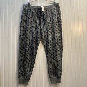 J.Crew Mens Skier Print Pajama Jogger Pants Grey Navy Blue AT380 New Size L AOP